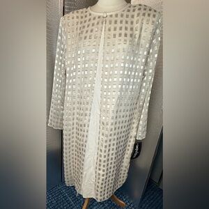 Impulsive Cream Dress with Metallic Gold Silver Accents NWT
